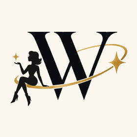 Silhouette orbiting the Wealth Wife W on a gold rocket